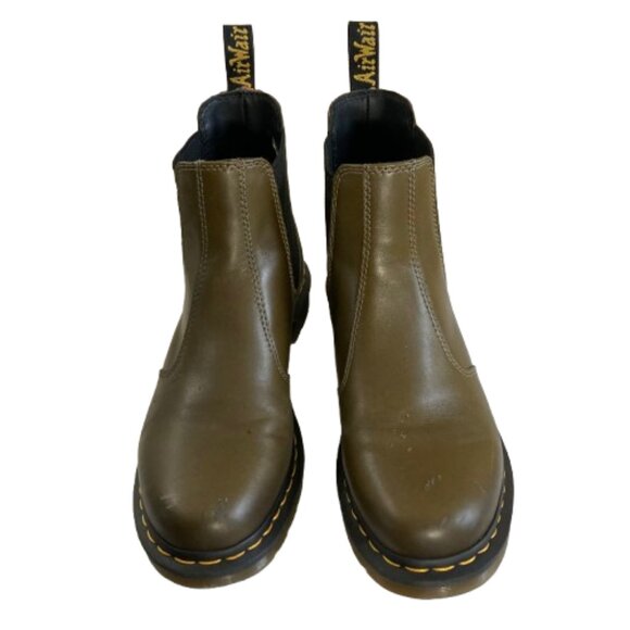 Dr. Martens Original Olive Chelsea Boots 2976 Yellow Stitching Leather, size 10 - Picture 2 of 13